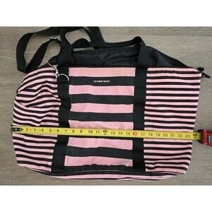 Victoria's Secret Pink Black Striped‎ Duffel Travel Bag Weekender Gym